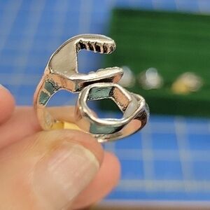 Wrench Silver Tone Ring Size 9